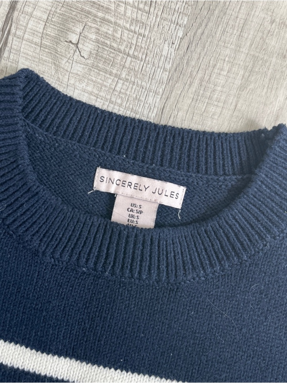 Sincerely Jules Navy and White Striped Crewneck Sweater - Picture 2 of 4